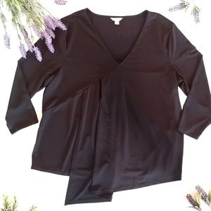 Cato Black Top Size XL V-Neck Empire Waist